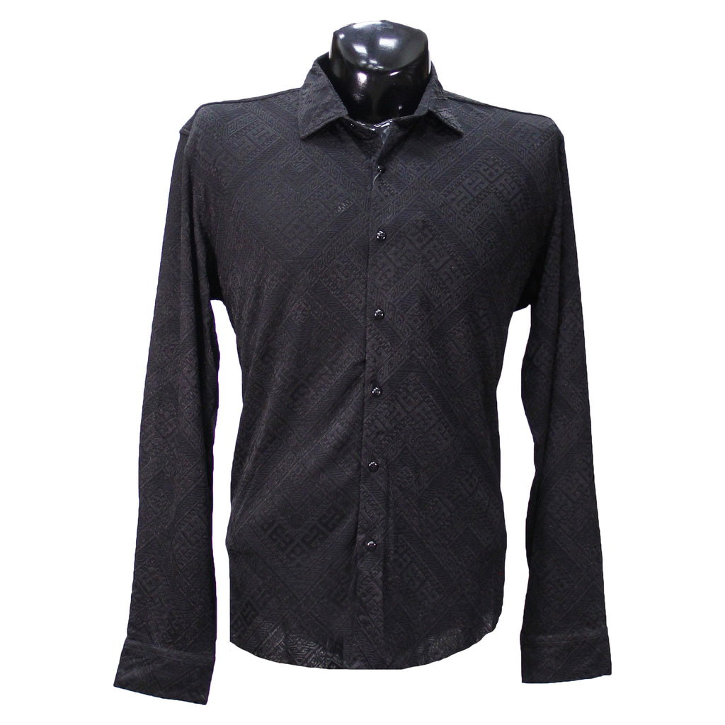 Black GEO Fancy Long Sleeve Button Up