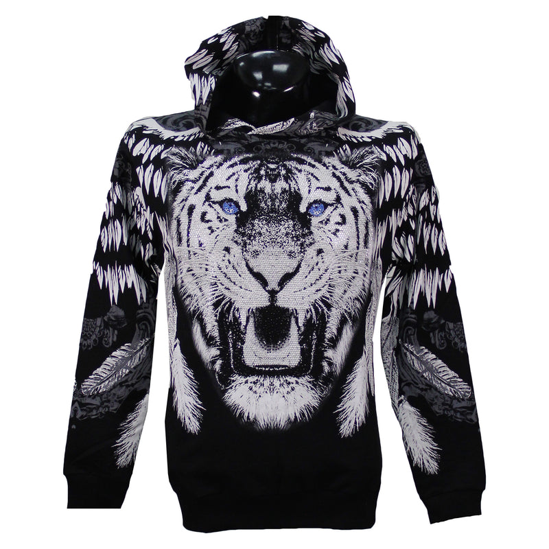 Tiger Embroidered Hoodie w/ Stones