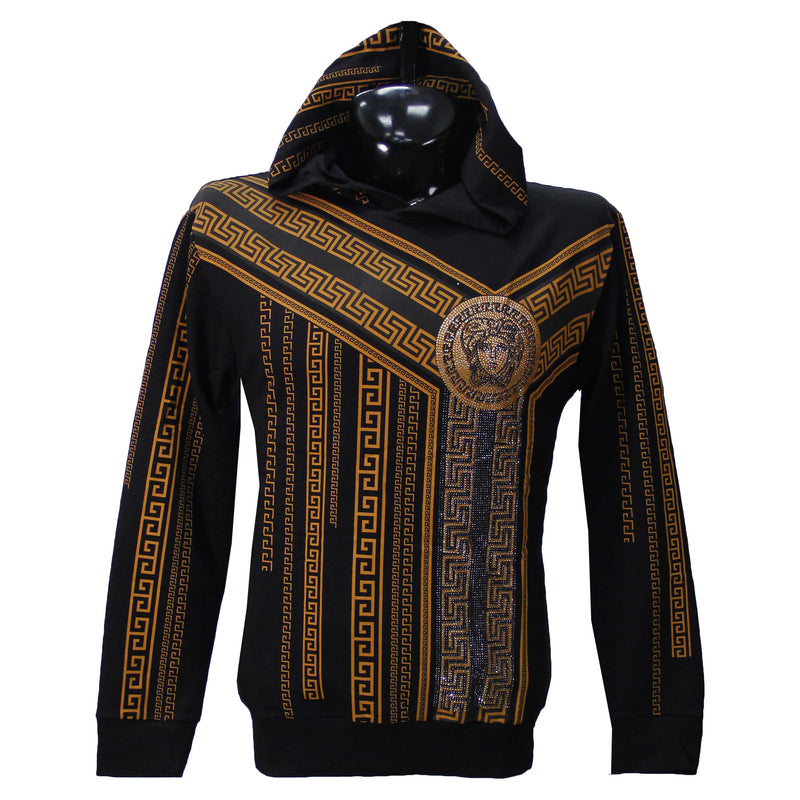Tan GEO Embroidered Hoodie w/ Stones