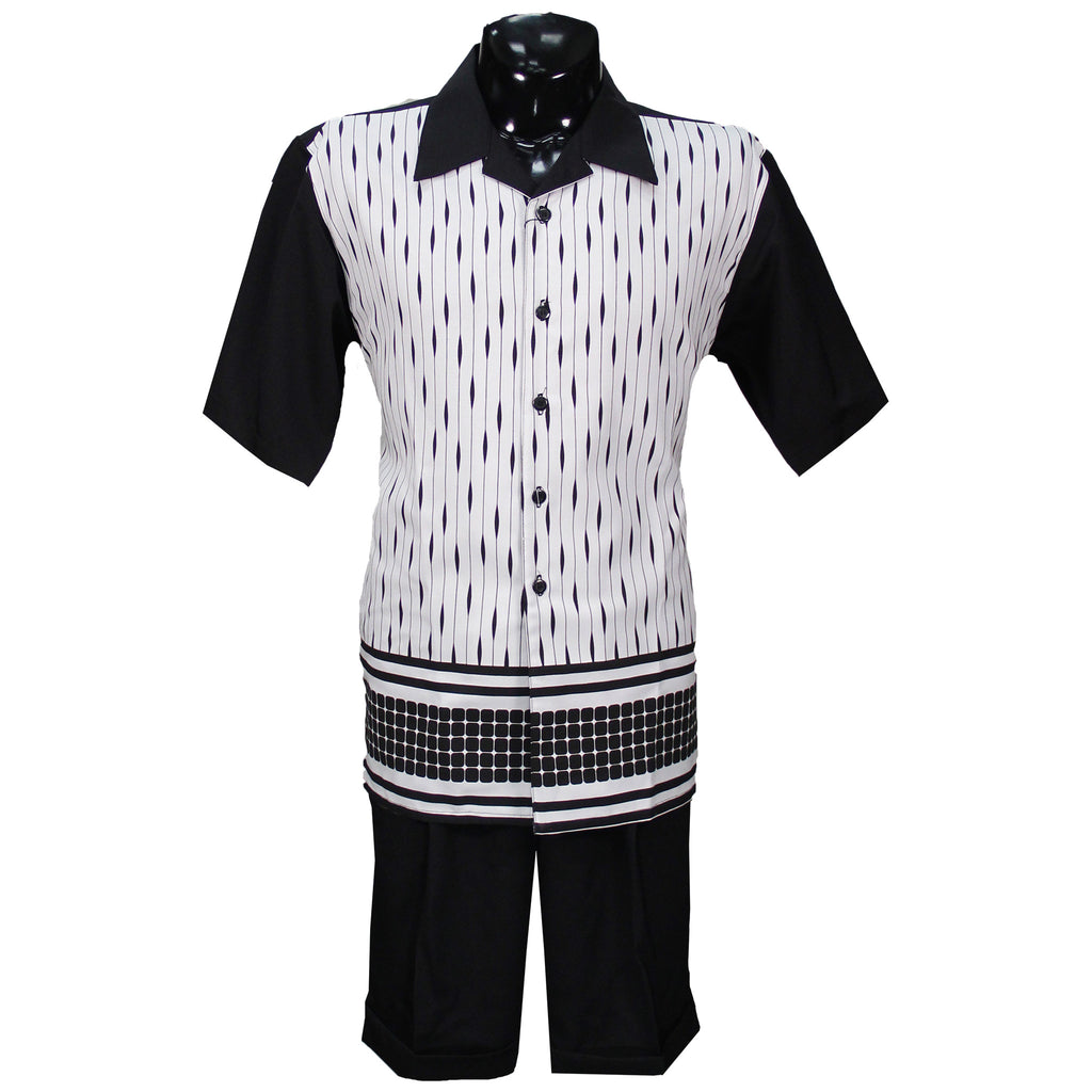 Black Striped Montique- Short Set