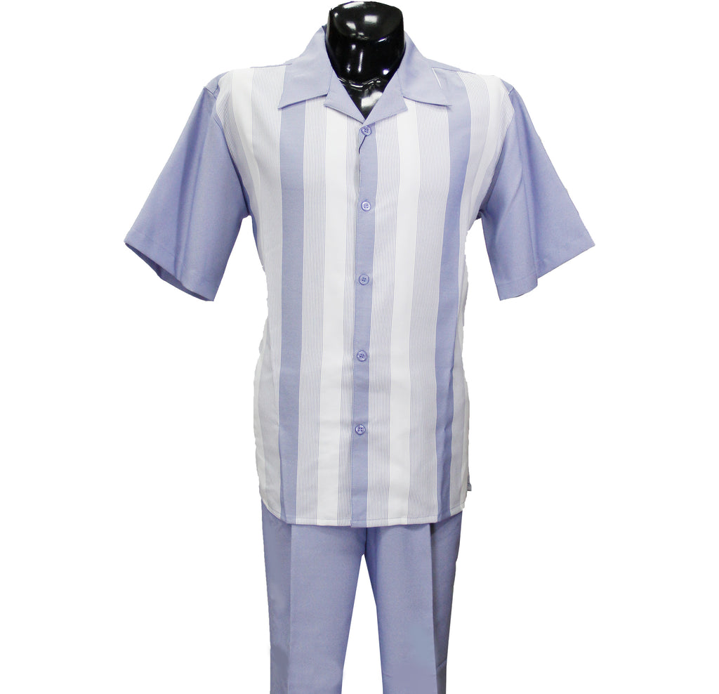 Chambray Short Sleeve Set with Solid Pants
