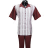 Burgundy Short Sleeve Set with Solid Pants
