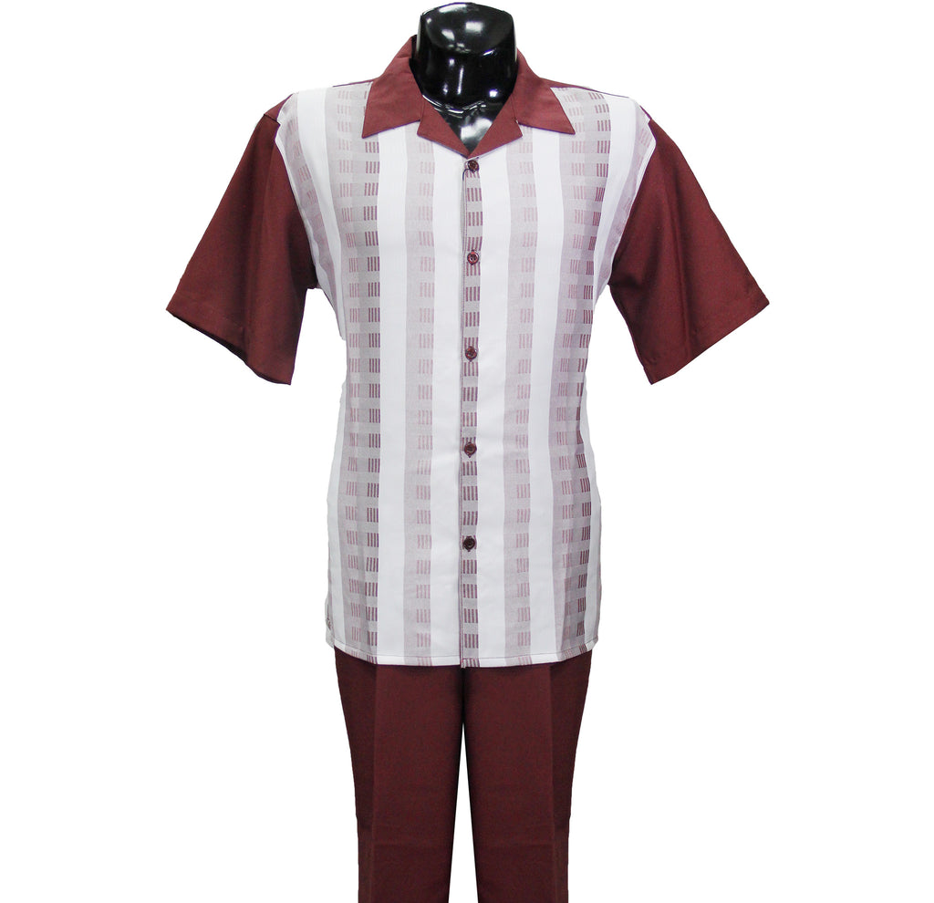 Burgundy Short Sleeve Set with Solid Pants