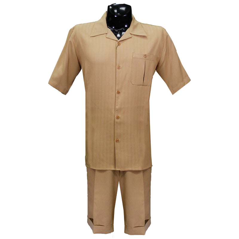 Stripe Tan Matching Short Set