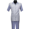 Gunmetal Blue Short Sleeve Set with Solid Pants