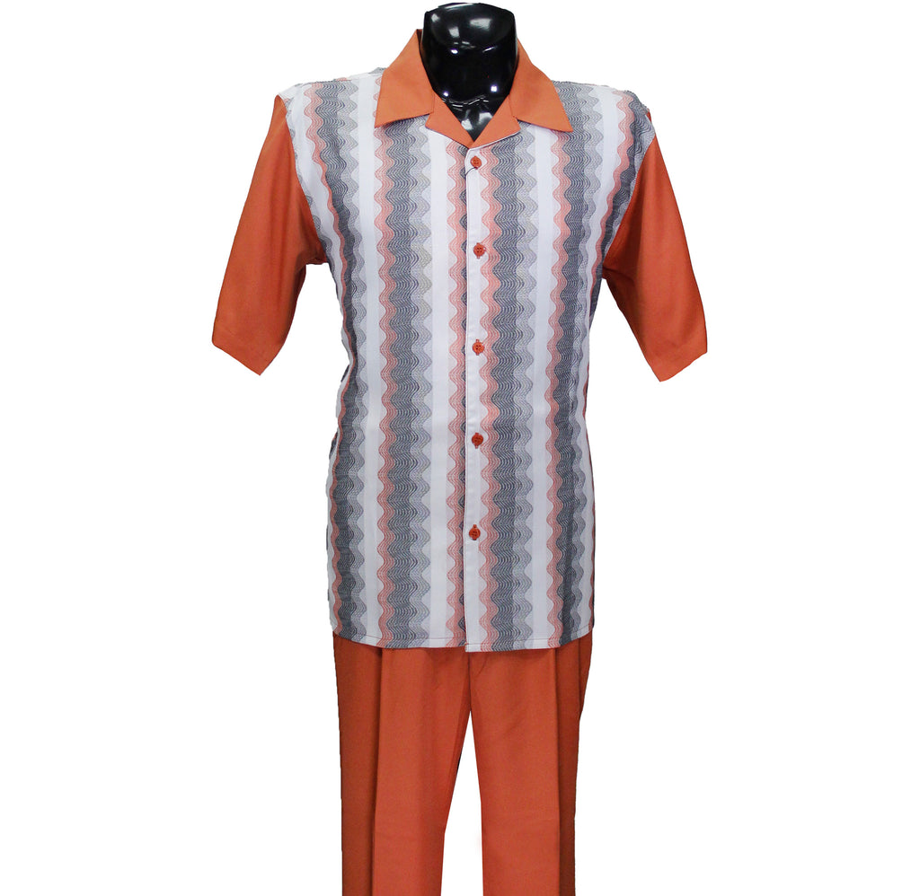 Salmon Short Sleeve Set with Solid Pants