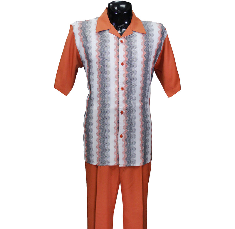 Salmon Short Sleeve Set with Solid Pants