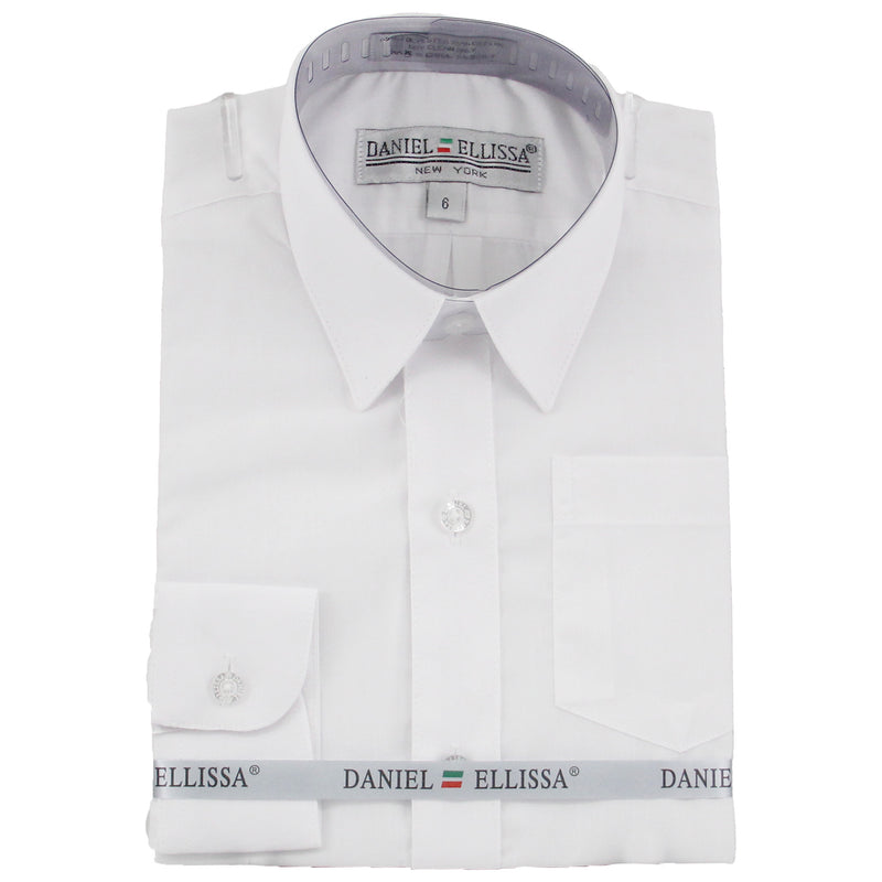 Kids Solid Long Sleeve Dress Shirt