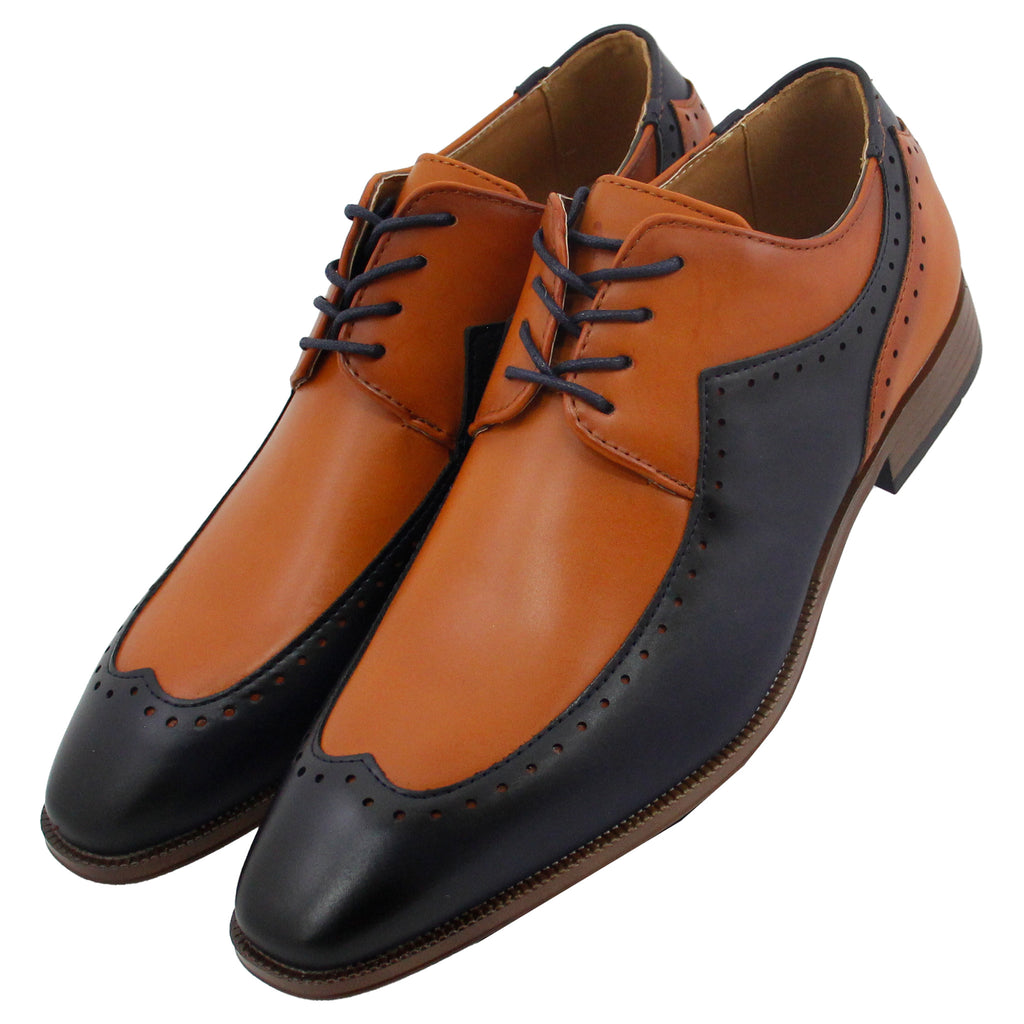 tan dress black shoes Navy/Tan