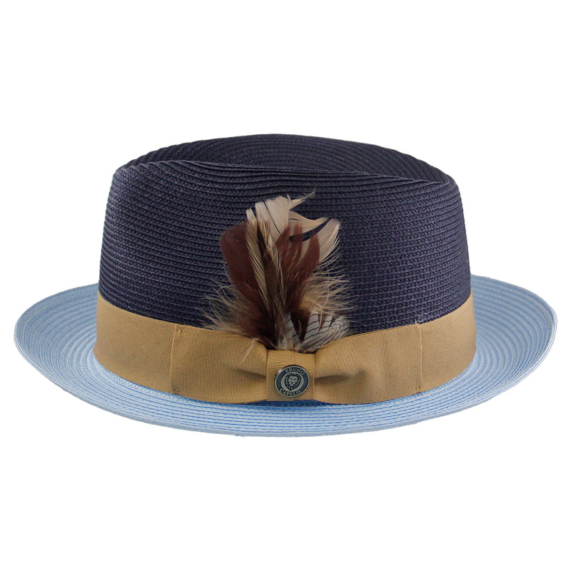 Navy Blue Two Tone Summer Straw Hats
