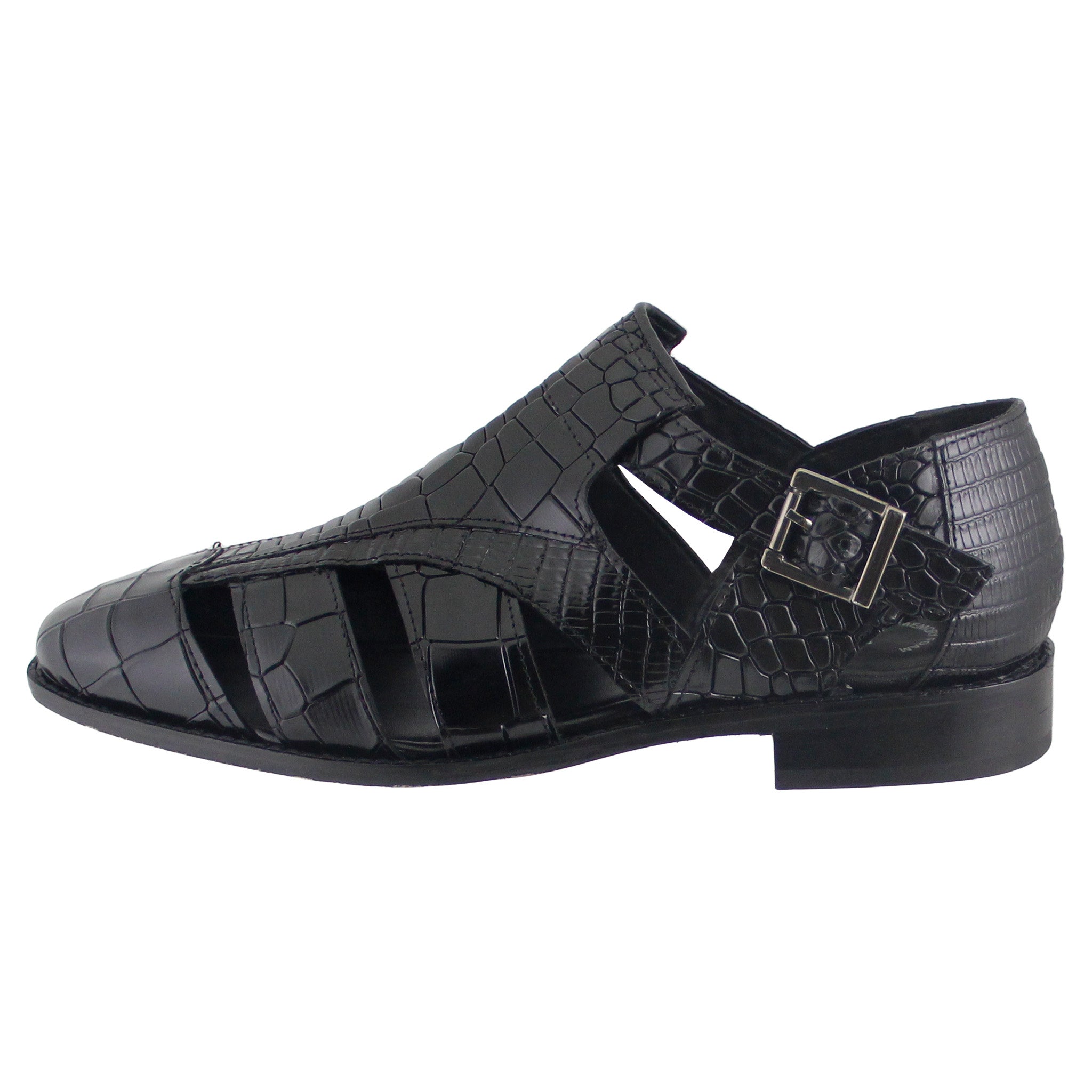Black Stacy Adams Sandals with Croco Print Step 'N Style Black Stacy Adams Sandals with Croco Print Step 'N Style