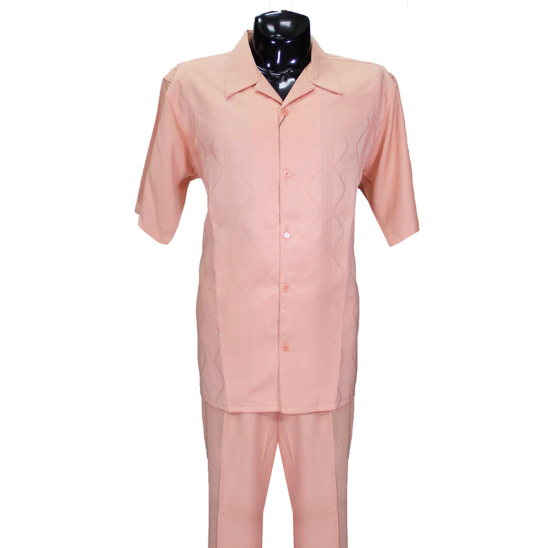 Peach Short Sleeve Set with Solid Pants