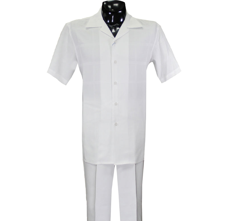 White Short Sleeve Set with Solid Pants