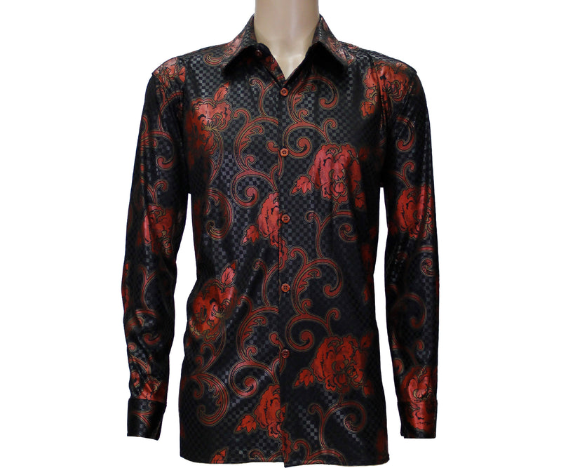 Crimson Flora Long Sleeve Button Down