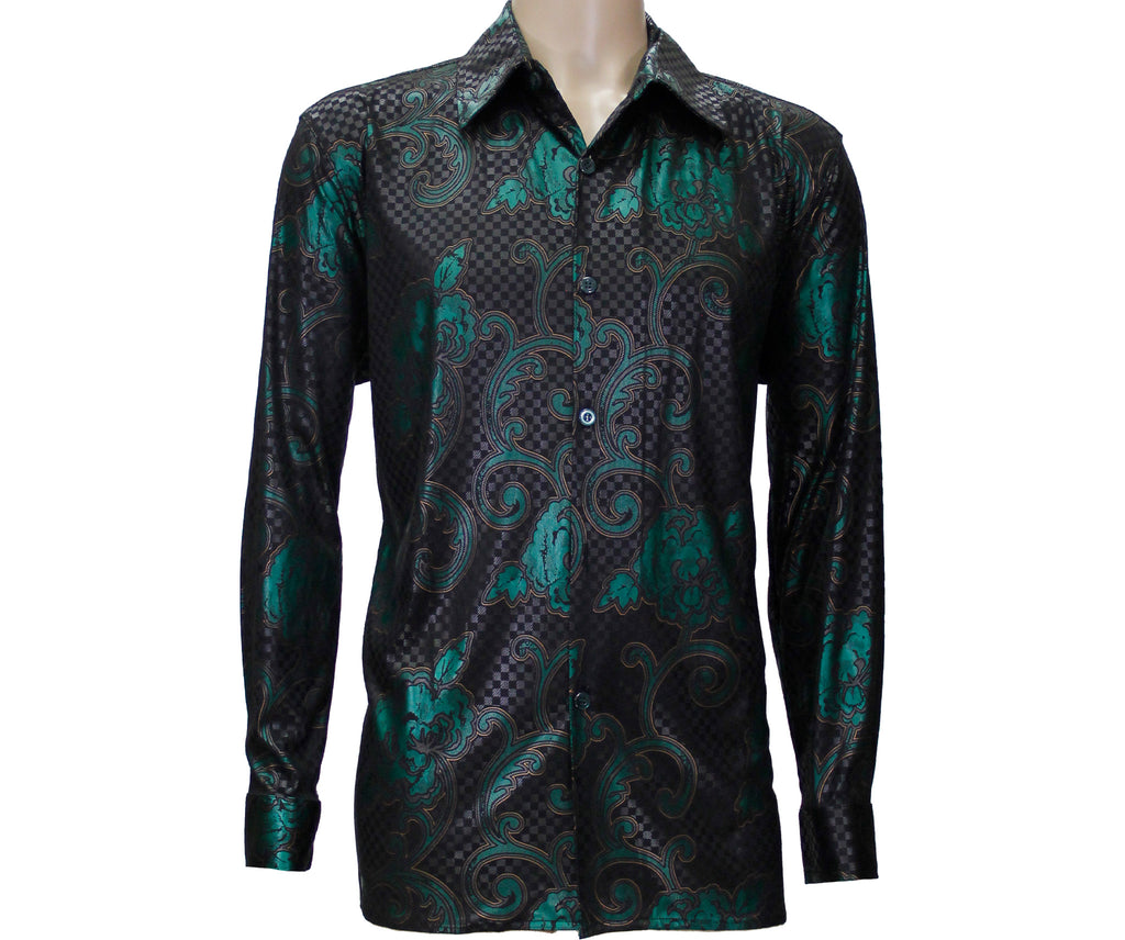 Teal Paisley Long Sleeve Button Down