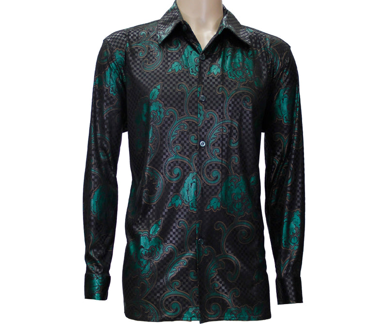 Teal Paisley Long Sleeve Button Down