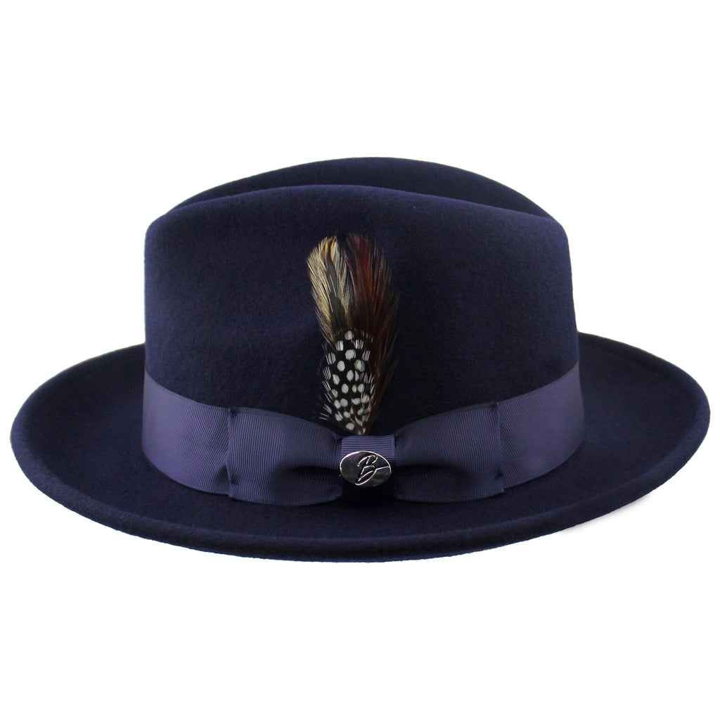 Navy Guiliano Wool Felt Fedora