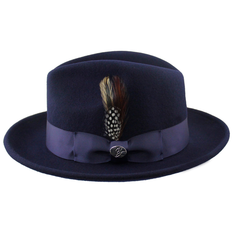 Navy Guiliano Wool Felt Fedora