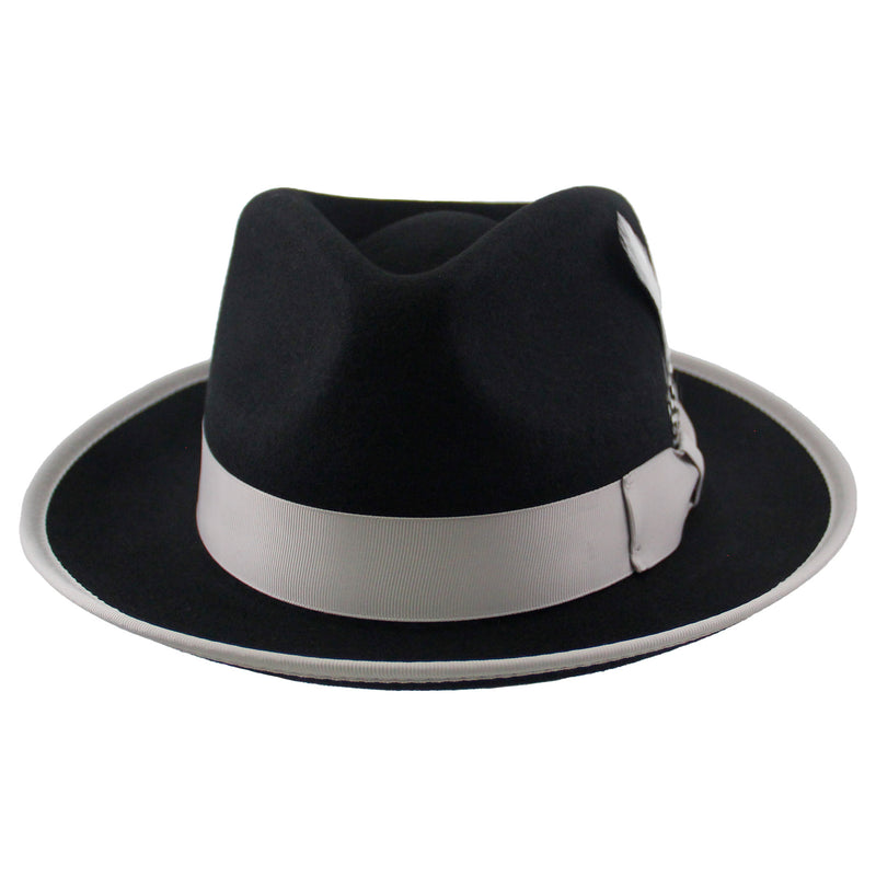 Black/Silver Brooks Wool Felt Fedora