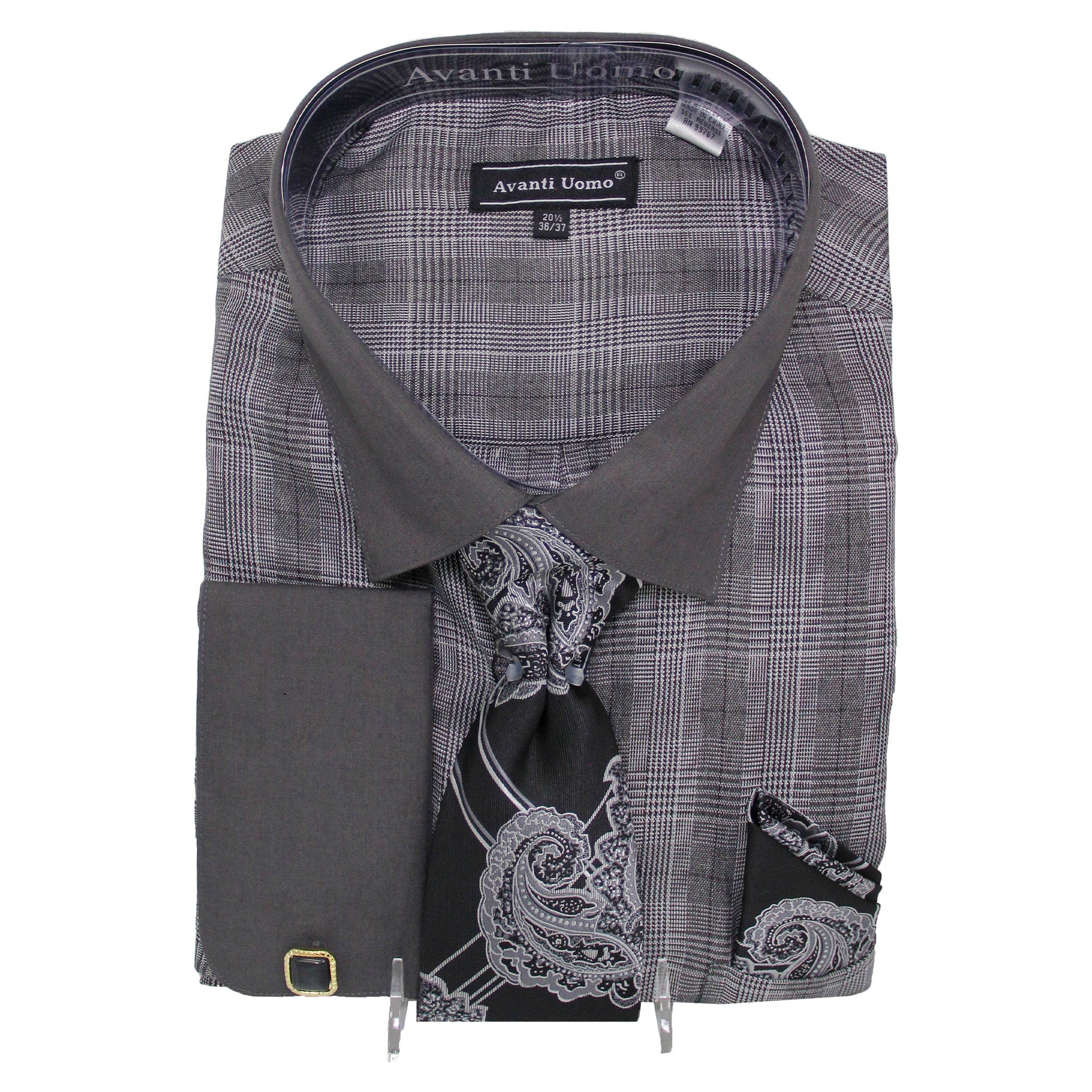 Grey/Black Dress Shirt and Tie Combo Grey/Black Dress Shirt and Tie Combo