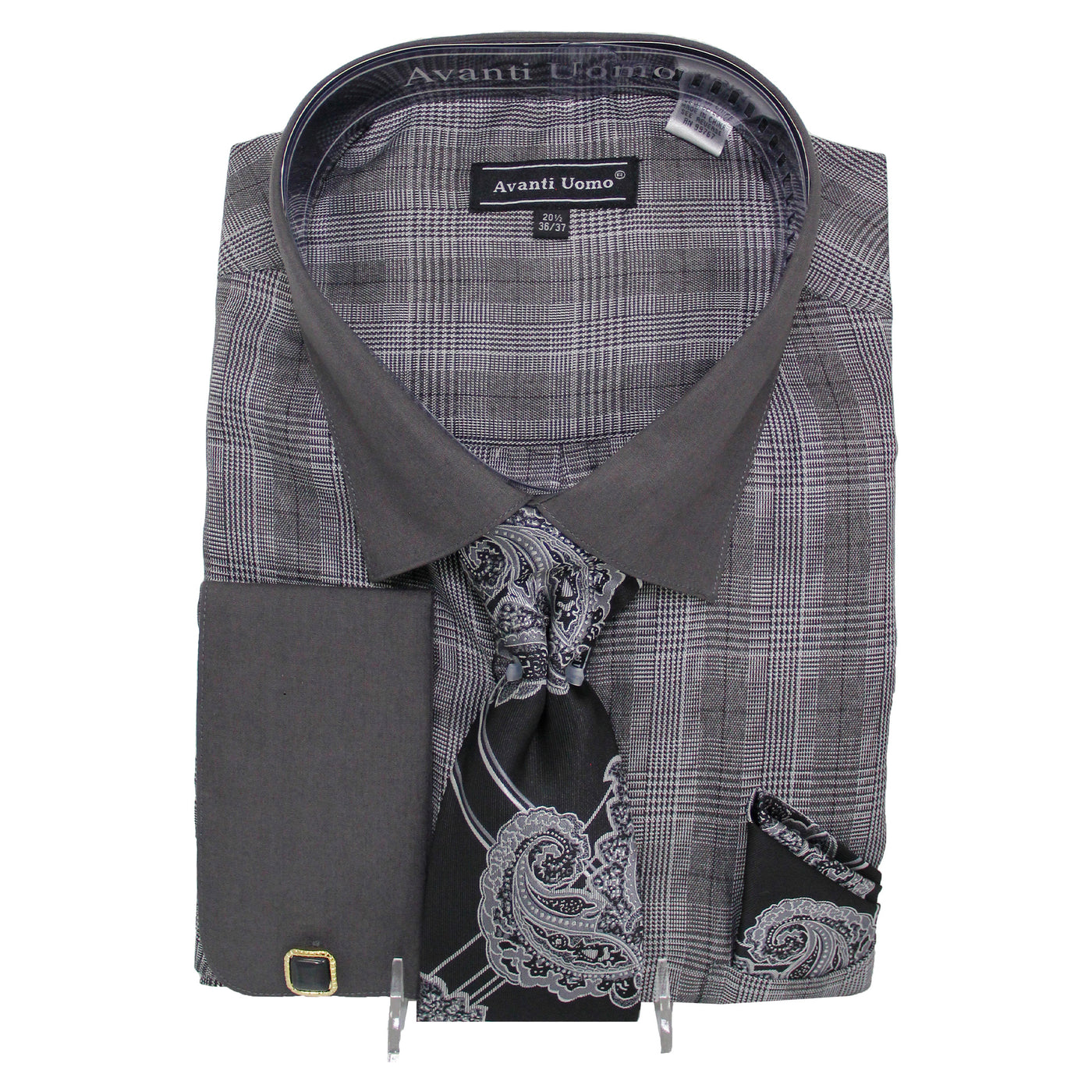 black dress shirt with tie Formal Men's Black, Long Sleeve Shirt With Chest Pocket Grey/Black Dress Shirt and Tie