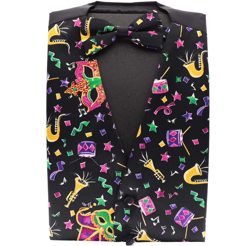 Mardi Gras Vest with matching Bow Tie  #3 (Jazz)