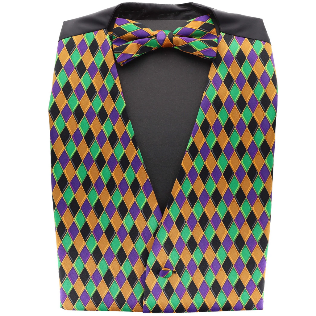 Mardi Gras Vest with matching Bow Tie  #4 (Diamond)
