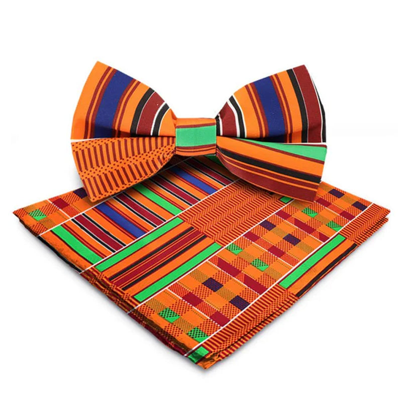 African Design-Kente Bow Ties with matching Handkerchief  #1