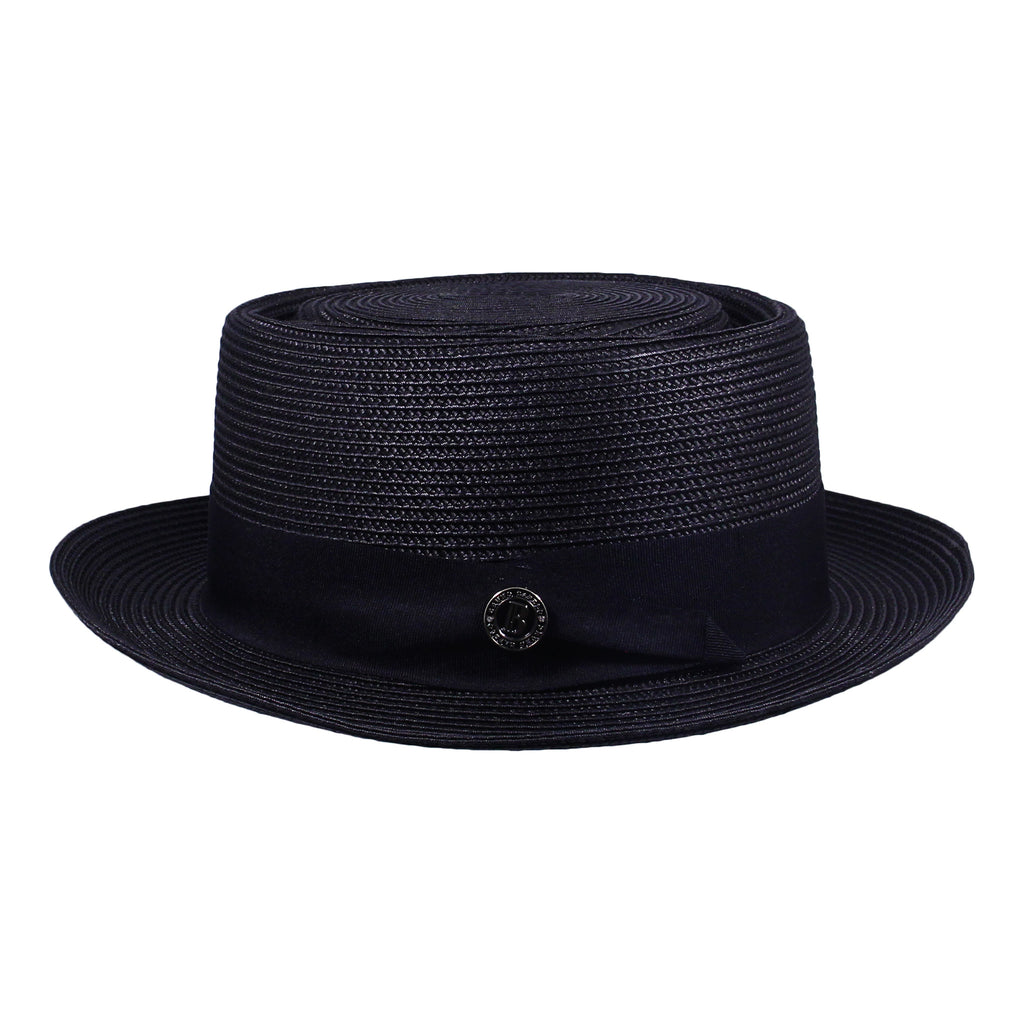 Black Straw Hat with Adjustable Sizing
