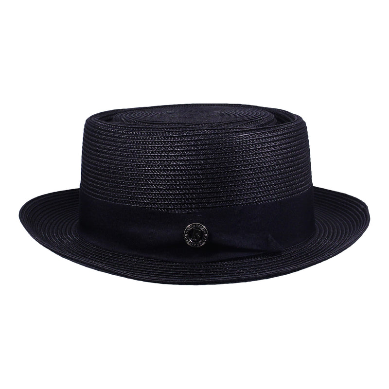 Black Straw Hat with Adjustable Sizing