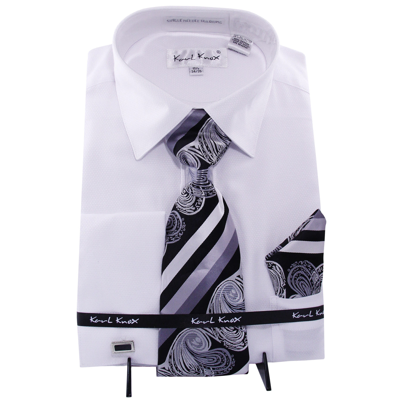 karl knox dress shirts Karl Knox White/Tan Dress Shirt for Men Beige / XL